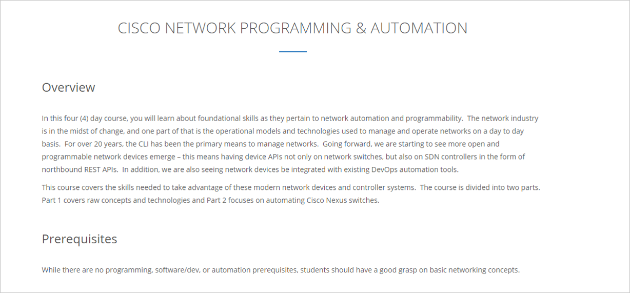 Cisco Network Programming & Automation